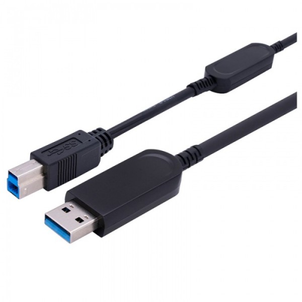 USB 3.1 Gen 2 Type-A Male to Type-B Male 10G Hybrid Active Optical Cable, Backward Compatible