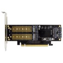 PCIe 3.0 x16 3-in-1 SSD Adapter, 1-port M.2 B-key & 1-port M.2 M-key & 1-port mSATA