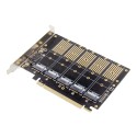 PCIe 3.0 x16 5-port M.2 B-Key NGFF SSD Expansion Card