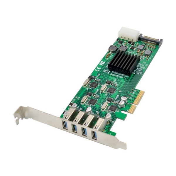 PCIe x4 4-port USB 3.0 Type-A USB Host Card with 20Gbps USB Bandwidth