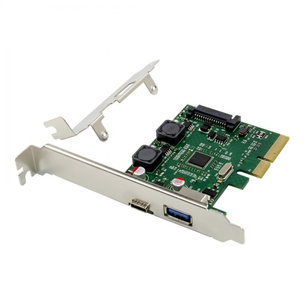 PCIe x4 2-port USB 3.1 Host Card, 1 USB-A & 1 USB-C Port, 3.5A/port