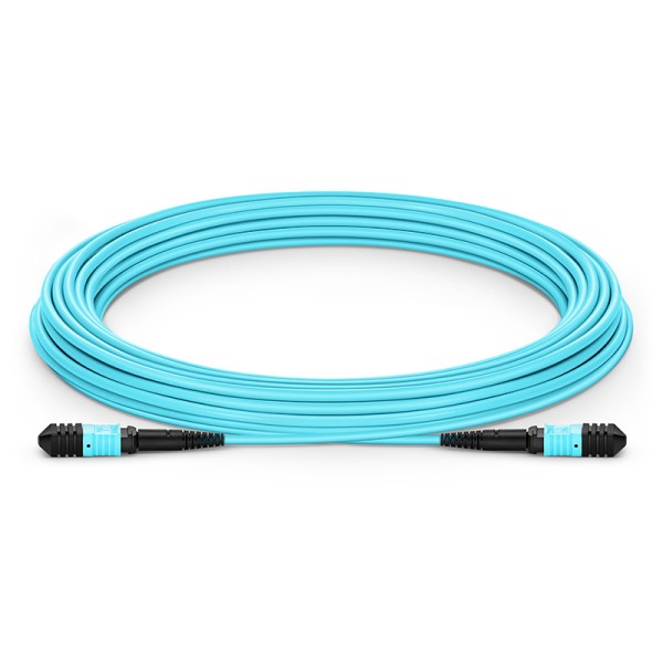 Multimode MPO-24 (Female) to MPO-24 (Female) Trunk Cable (24 Fiber, 50/125 OM3,Type B, LSZH, Aqua)