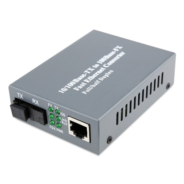 Single Fiber Fast Ethernet Standalone WDM / BiDi Fiber Media Converter, 1-port Fiber & 1-port RJ45, Tx:1310nm/Rx:1550nm, Singlemode, 20km