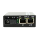 Single Fiber Fast Ethernet Standalone WDM / BiDi Fiber Media Converter, 1-port Fiber & 2-port RJ45, Tx:1550nm/Rx:1310nm, Singlemode, 40km