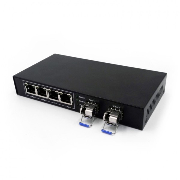 2-port FE SFP & 4-port 10/100Base-T RJ45, Fast Ethernet Switch / SFP Media Converter
