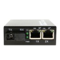 Single Fiber Gigabit Ethernet WDM / BiDi Fiber Media Converter, 1-port Fiber & 2-port RJ45, Tx:1550nm/Rx:1310nm, Singlemode, 20km
