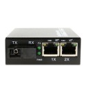 Single Fiber Gigabit Ethernet WDM / BiDi Fiber Media Converter, 1-port Fiber & 2-port RJ45, Tx:1310nm/Rx:1550nm, Singlemode, 20km