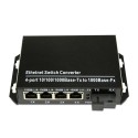 Single Fiber Gigabit Ethernet WDM / BiDi Fiber Media Converter, 1-port Fiber & 4-port RJ45, Tx:1550nm/Rx:1310nm, Singlemode, 20km