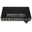 Dual Fiber 10/100/1000Base-TX to 1000Base-EX Gigabit Ethernet Standalone Fiber Media Converter, 1-port Fiber & 4-port RJ45, 1310nm Singlemode, 40km