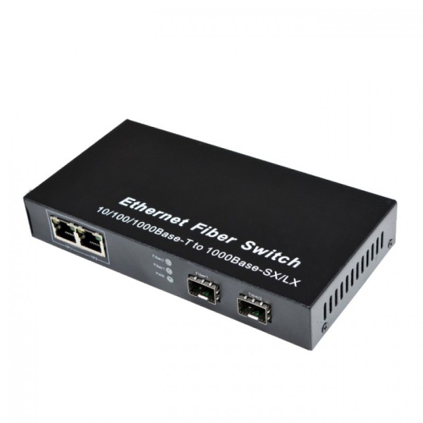 2-port GE SFP & 2-port 10/100/1000Base-T RJ45, Gigabit Ethernet Switch / SFP Media Converter