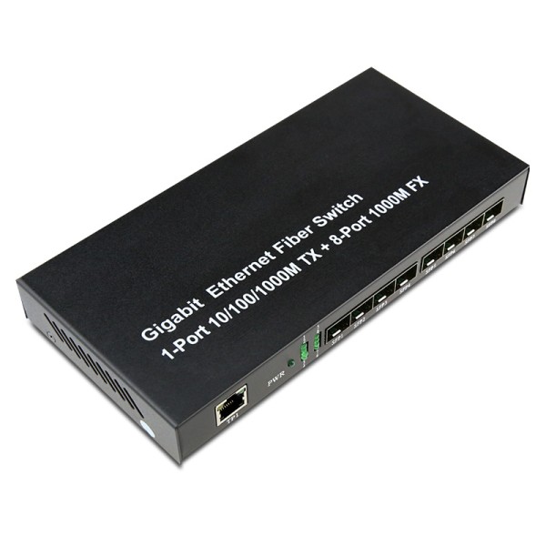 8-port GE SFP & 1-port 10/100/1000Base-T RJ45, Gigabit Ethernet Switch / SFP Media Converter